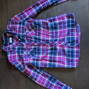 Purpleish pinkish plaid shirt